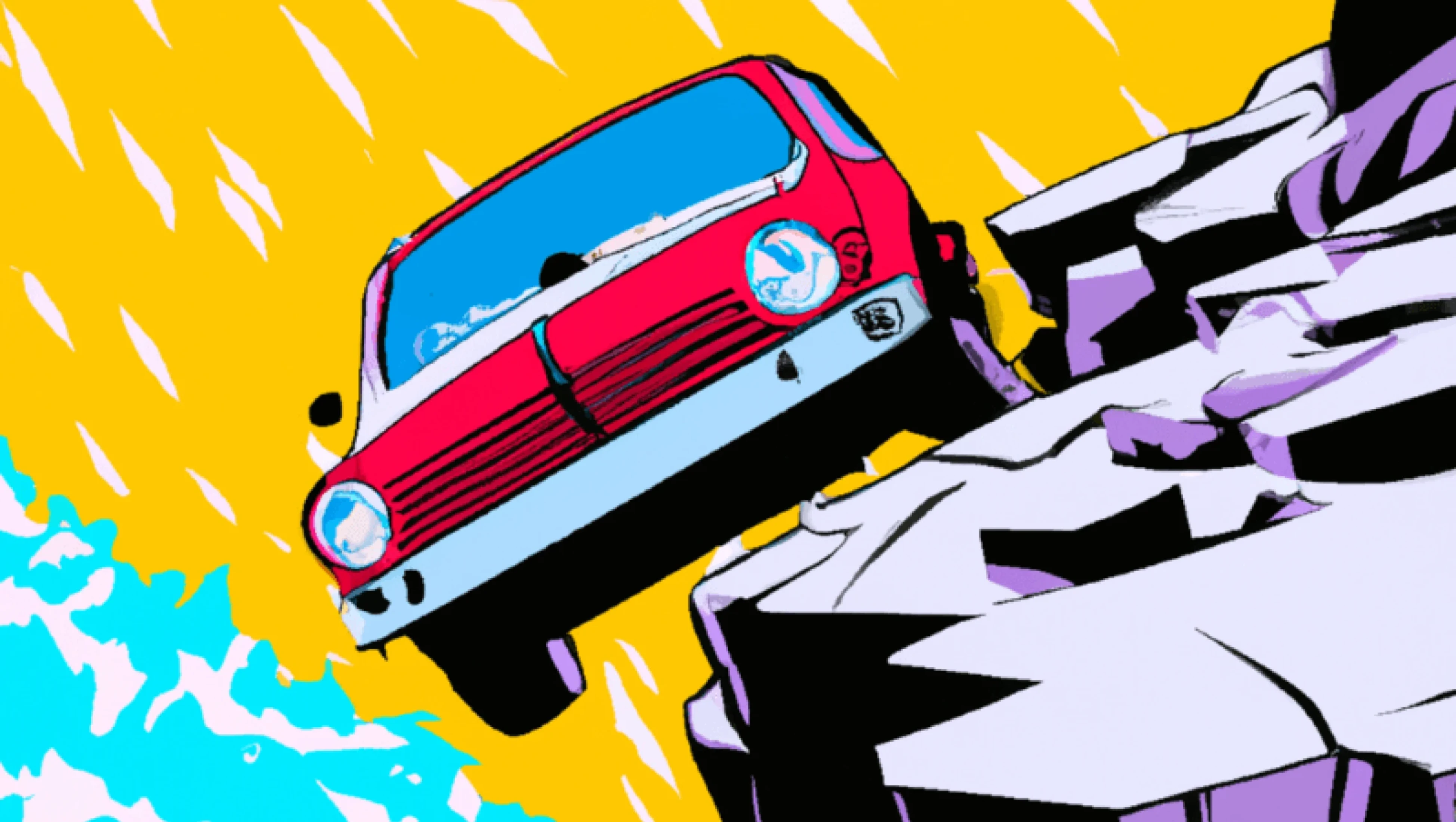 d-is-for-disaster---pop-art-design-of-a-car-about-to-drive-off-a-cliff.webp